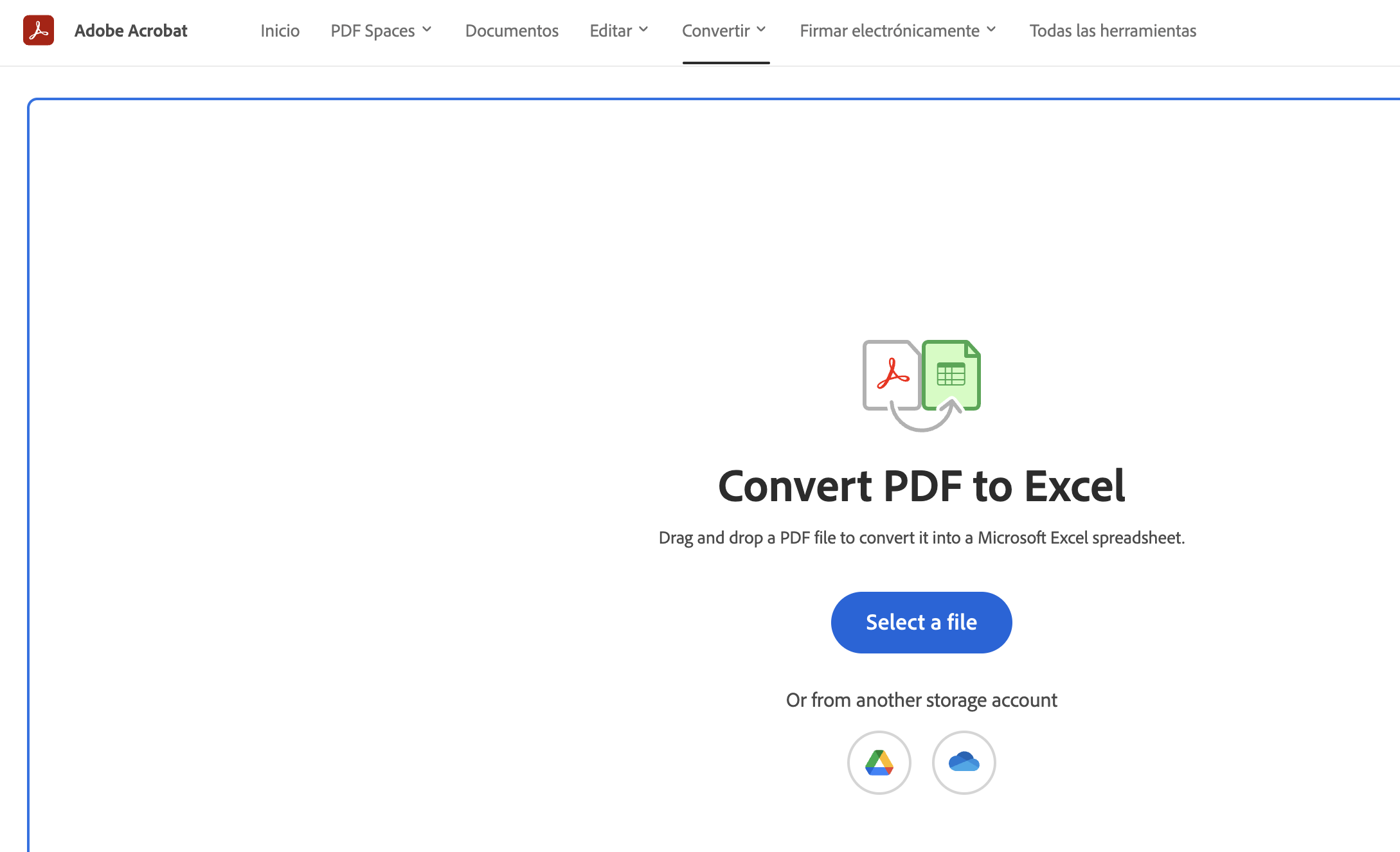 Adobe Acrobat export menu for extracting tables to Excel